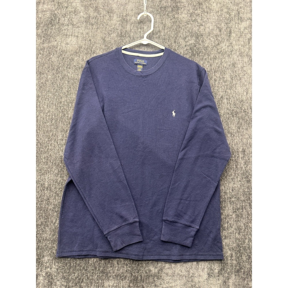 Polo Ralph Lauren Sleepwear Shirt Mens XL Navy Blue Pony Logo Casual Waffle Knit